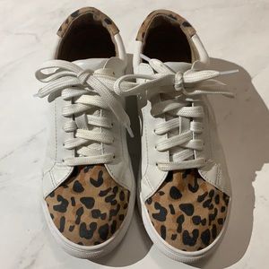 Leopard White Leather Sneakers